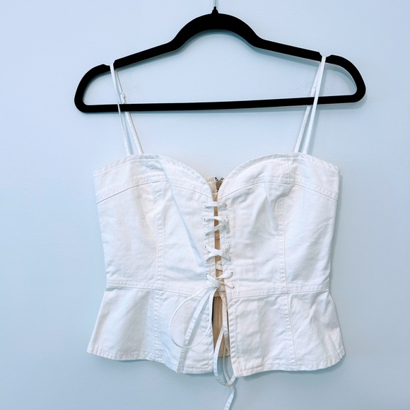 Wilfred Loiret Off White Lace Up Corset Tank - Picture 4 of 4